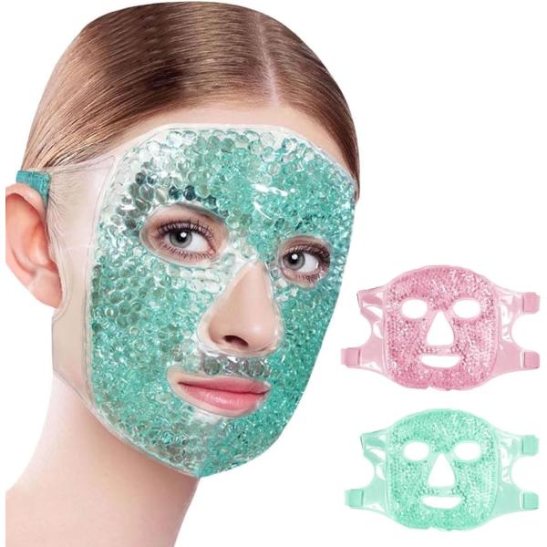 フェイスマスク アイマスク 冷却 ひんやりアイマスク 冷却グッズ クール 目 冷やす グリーン/ピン...