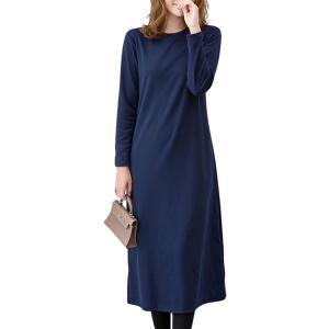 おしゃれxリラックス ワンピース レディース 長袖 シャツワンピース tシャツワンピース 膝丈 ミモ...