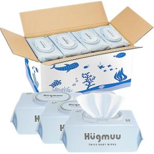 Hugmuu ハグムー おしりふき 厚手 おしり拭き 大判 蓋付き お尻拭き 赤ちゃん ベビーワイプ 出産祝い (厚手12個セット)
