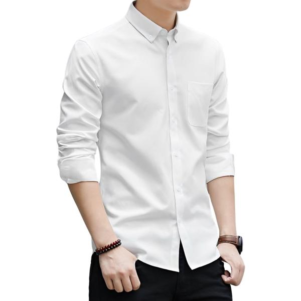 シンプルxおしゃれ オックスフォードシャツ メンズ ボタンダウンシャツ 長袖 カジュアルシャツ 長袖...