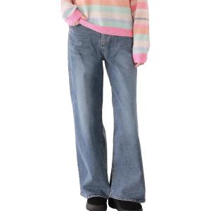 レディース ストレッチ ワイド フレア デニム パンツ YKK ファスナー使用 韓国製 ベルボトム ...