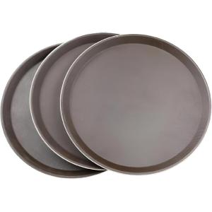 トレンチ お盆 滑らない トレイ ブラウン 3枚 業務用トレー カフェ レストラン(ブラウン, 40cm)