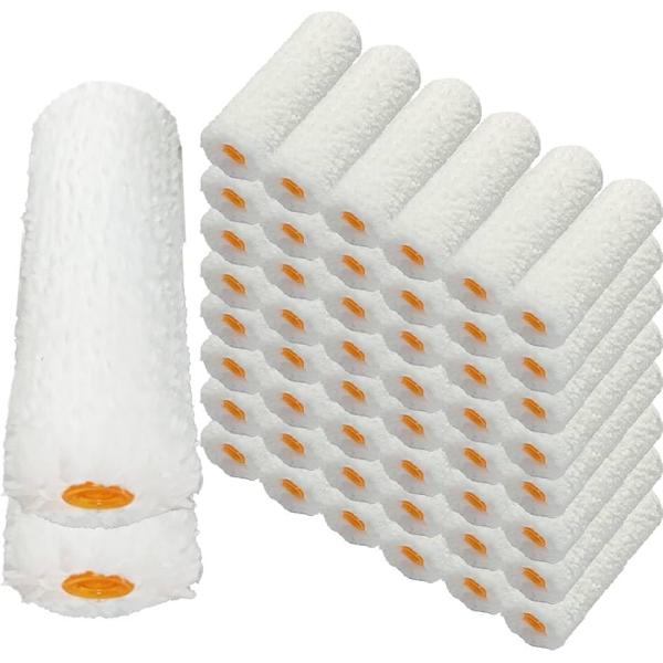 塗装ローラー マイクロファイバー スモール ペイント ペンキ 用品 4インチ 14ミリ 50本(ホワ...