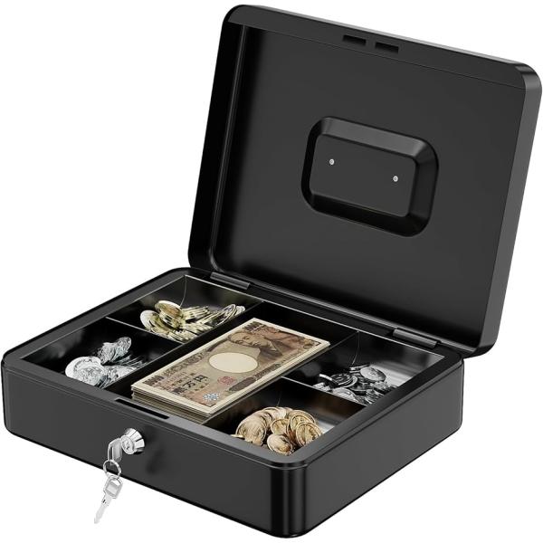 手提げ金庫 ダイヤル付 家庭用 小型 キャッシュボックス キャッシュメイトA5サイズ 会計(Blac...