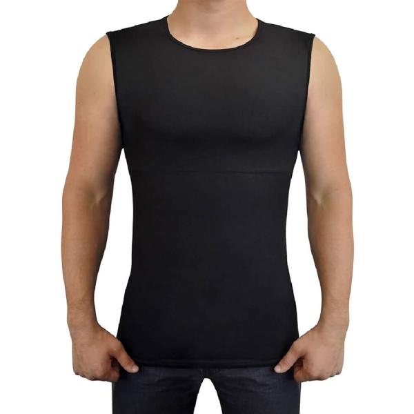着るだけで筋肉 マッチョtシャツ パッド付き 縫い目ゼロ 袖なし MDM (ブラック,  M)