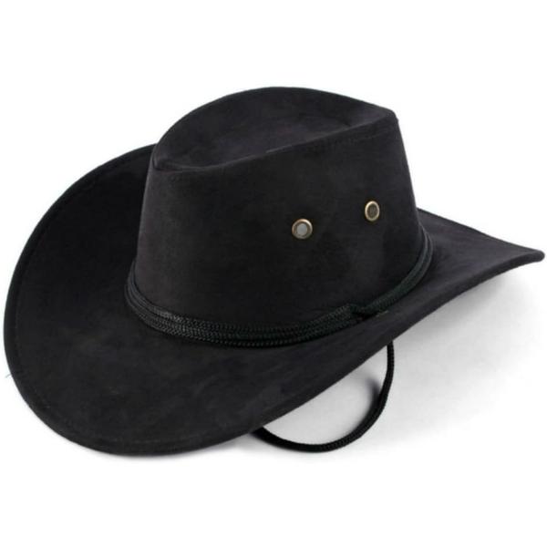 テンガロンハット スエード つば広 カウボーイ ウエスタン メンズ 帽子 ワイルド 男性(ブラック,...