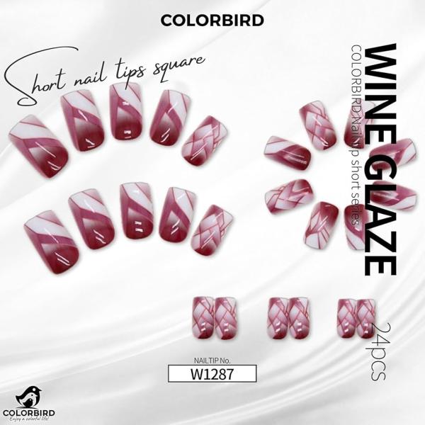 ネイルチップ ショート 24枚 付け爪 短め 可愛い バレリーナ スクエア(紫,  ショート)