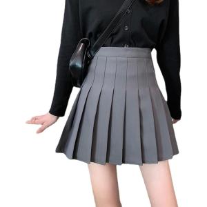 地雷系 かわいい プリーツ ミニスカート 服 フレア ひざ上 ショート丈 ミニ丈 大きいサイズ(グレー, XL)