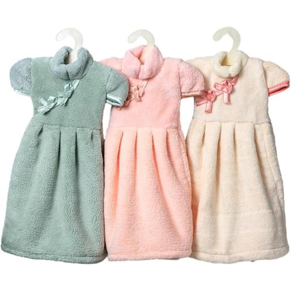ハンドタオル ドレス型 3色セット ミニハンガー付き 柔らかい ふわふわ お手拭き かわいい 吸水性...