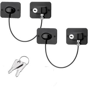 冷蔵庫 扉 鍵 後付け 付属 ネジ＆両面テープ付ドアロック 窓 室内 引き出し 穴あけ不要 幼児 老人 節電対策 安全対策 ２個セット