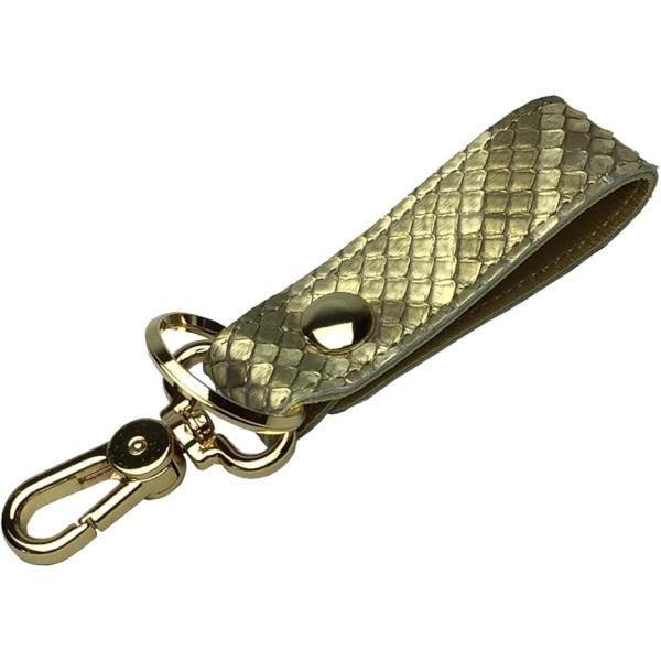 キーホルダー 本革 ラッキー アイテム レザー チャーム 日本製 ハンドメイド(黄金蛇,  Free...