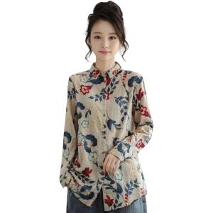 ジェイスコット シャツ ブラウス レディース ボタニカル柄 前ボタン 長袖 ゆったり カジュアル リ...