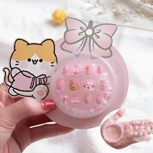 ネイルチップ 子供 キッズ 子供用 地雷系 子供用ネイルチップ 小さい爪用 可愛い(ピンク)