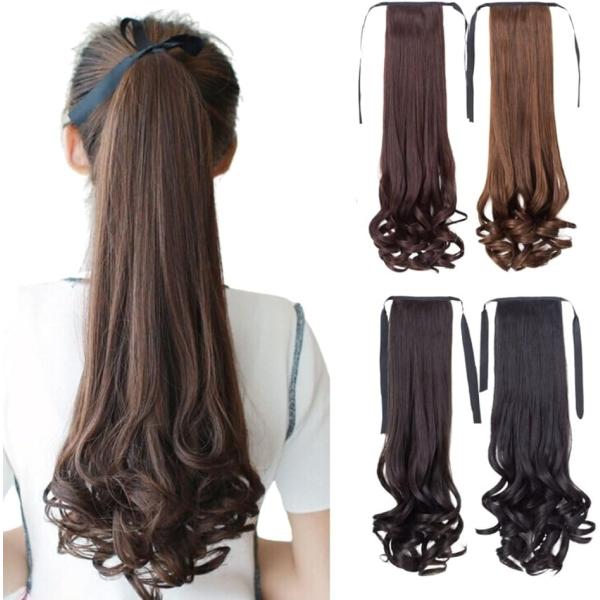 ポニーテールウィッグ カール エクステ クリップ ロング 付け毛 ポイントウィッグ (ブラック,  ...