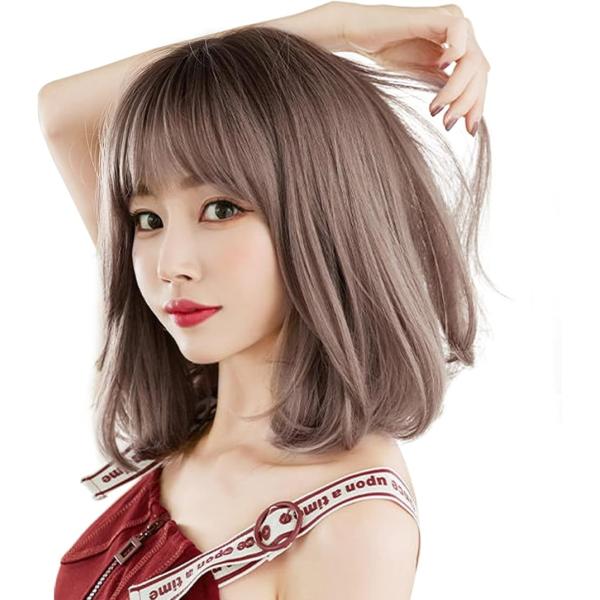 ウィッグ ミディアム ボブ セミロング 巻き髪 フルウィッグ カール 女性 かつら 自然 ウイッグ ...