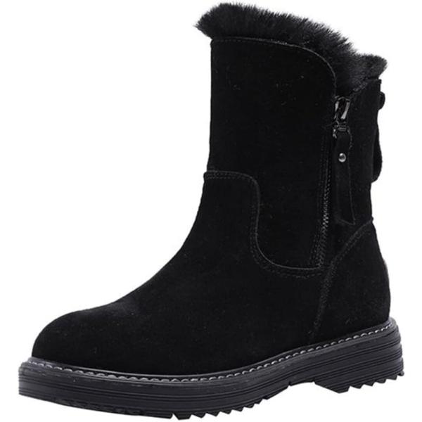 ムートンブーツ フェイクムートン ブーツレディース ファーブーツ 36 23.0cm (ブラック, ...