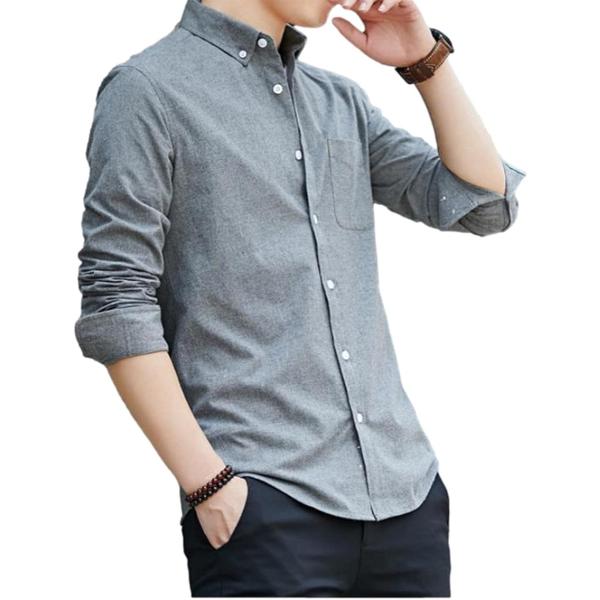 ボタンダウン シャツ メンズ 綿 スリムフィット 無地 カジュアル オックスフォード 4721(長袖...