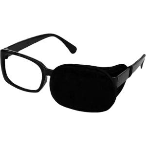 メガネ用 眼帯 オシャレ 眼鏡 斜視 カバー 片目眼帯(ブラック)