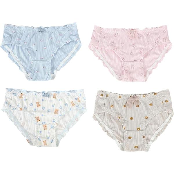 ぴゅありぼん 大きいサイズ リアルJSシリーズ かわいい 抗菌 プリント ショーツ 4色セット (B...