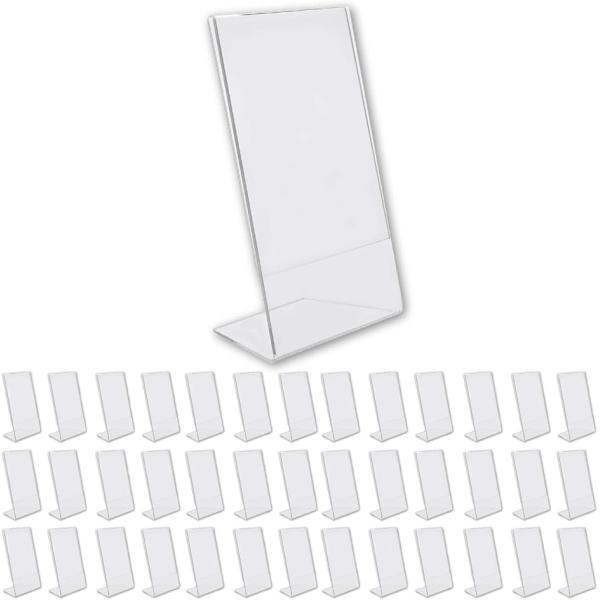 ポップ スタンド 縦 l字 卓上 アクリル 名刺サイズ 値札 カード 立て 透明 9x6cm 40個...
