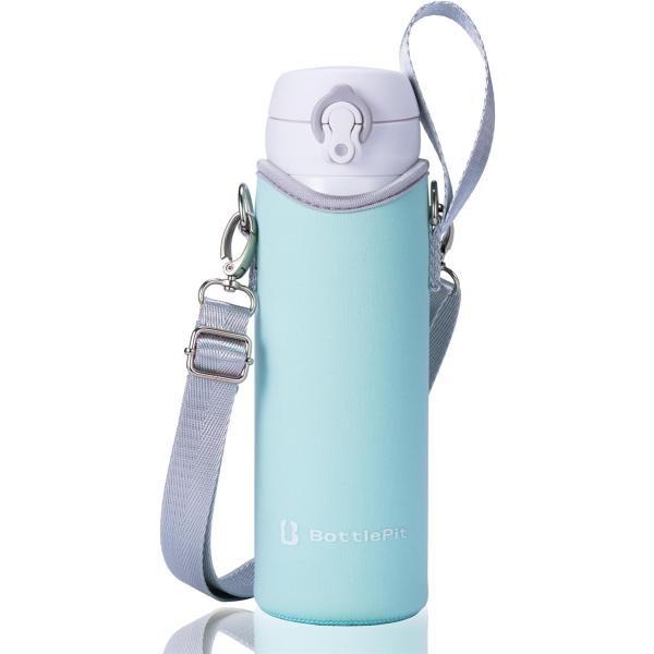 水筒カバー 500ml用 ショルダーストラップ付き(ミント)