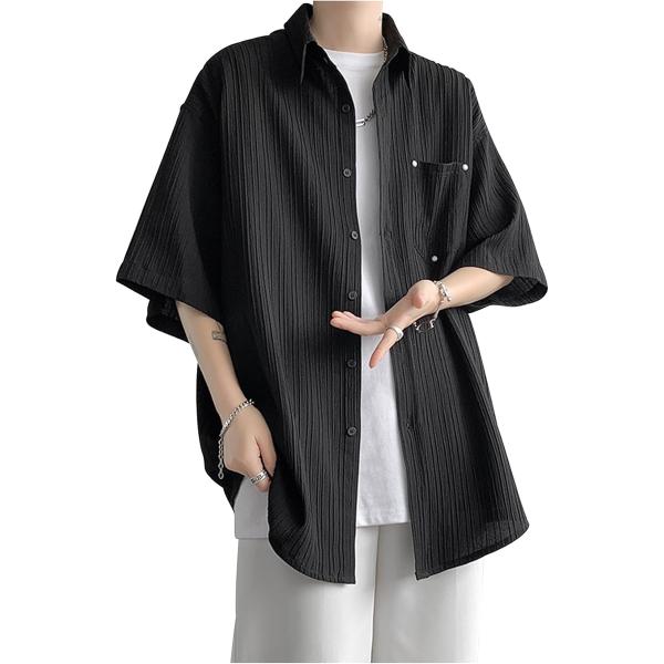 メンズ シャツ 半袖 大きいサイズ 無地 速乾 軽い 柔らかい ゆったり ワイシャツ カジュアル(ブ...