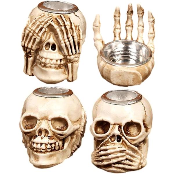 ガイコツ ろうそく立て 4個セット キャンドル スタンド ホルダー グッズ 蝋燭 燭台 パーティー(...