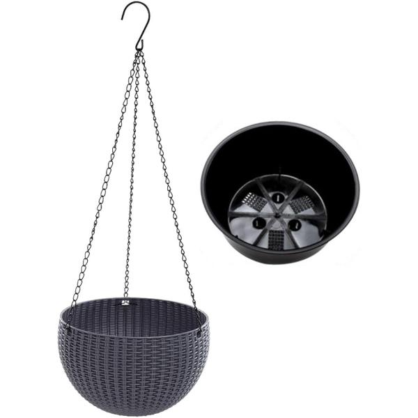 ハンギングプランター 室内 プラスチック 植木鉢 ハンギングバスケット 吊り下げ (グレー,  La...