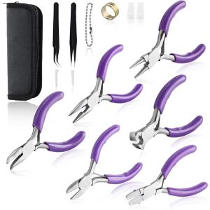 手芸用ペンチセット アクセサリー用ペンチセット ジュエリーペンチセット アクセサリー工具セット ストレート(パープル,  180MM)｜REAPRI