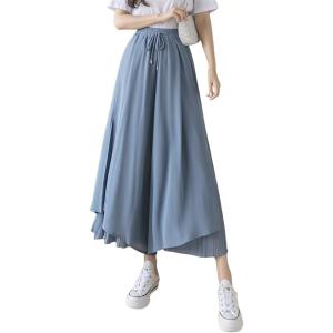 キュロット プリーツ スカーチョ スカンツ ガウチョパンツ ワイドパンツ ロングパンツ 薄手 ゆった...