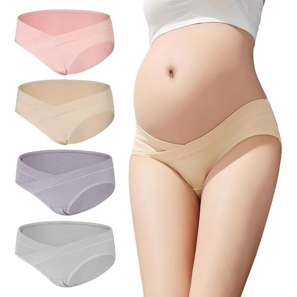 マタニティショーツ 4枚セット ローライズ 綿 妊娠パンツ 産前 産後 コットン 抗菌防臭 妊婦下着...