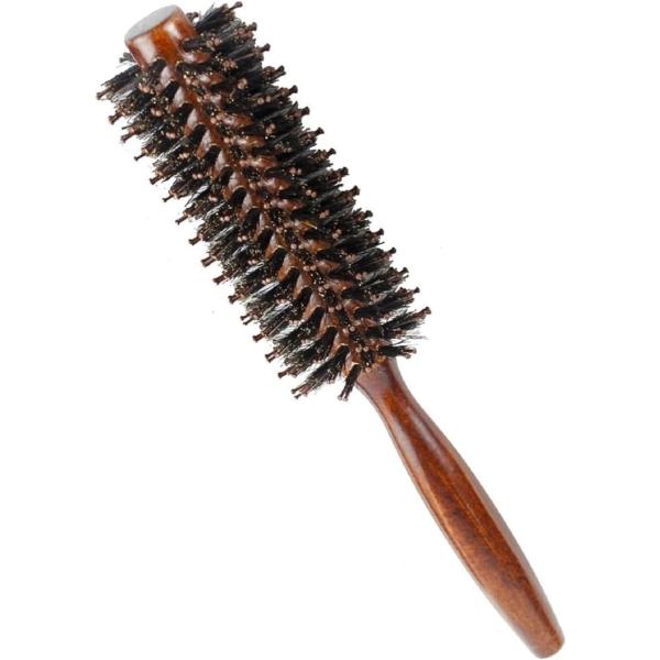 ロールブラシ 猪毛 ヘアブラシ ブローブラシ くし 櫛 コーム 木製 ヘアケア ヘアーブラシ(Bro...