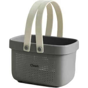 良品ラボ バスケット 洗面用具 風呂 手提げ かご ランドリー シャワー 水切り 洗面所 温泉 銭湯 スパ バスルーム (グレー, 小)