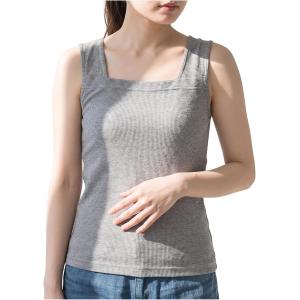 ワッフル タンクトップ 綿 スクエア ブラ隠し ...の商品画像