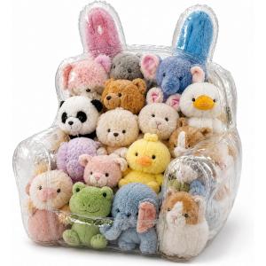 ぬいぐるみ収納 ソファ 椅子 ビーズクッション 透明 大容量 おもちゃ収納 座椅子 子供 うさぎ ファスナー付き MDM (クリア, なし)