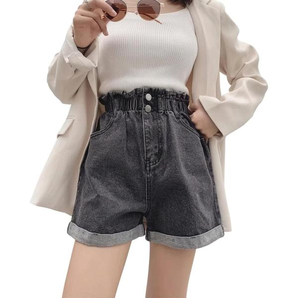 レディース ボトムス ショートパンツ デニム ジーンズ ハイウエスト ロールアップ 美脚 お洒落 可...