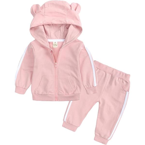 くま耳 フード付き キッズ ジャージ 上下セット キッズセットアップ 綿素材 ジュニア ライン入り ...