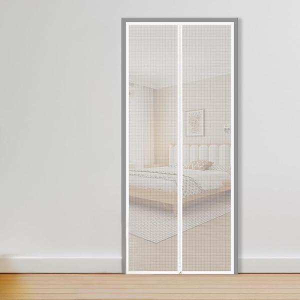 ペットゲート 犬 猫 メッシュ ファスナー 貼るタイプ 逃走防止 (ホワイト,  80x210cm)