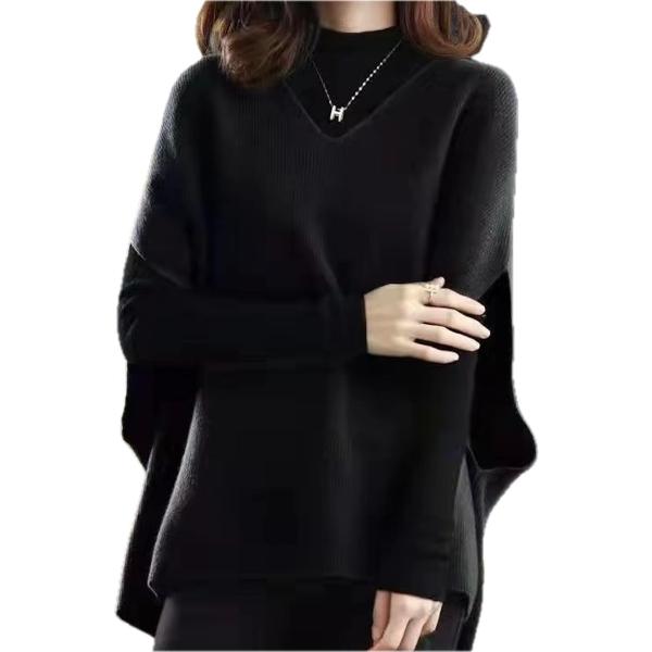 ニット ベスト レディース トップス Vネック ポンチョ風 重ね着 おしゃれ セーター 柔らかい (...