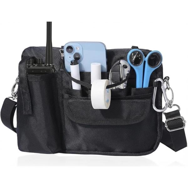 多機能2WAYウエストポーチ ナースポーチ ウエストバッグ タブレットバッグ ダブルジッパー 業務用...