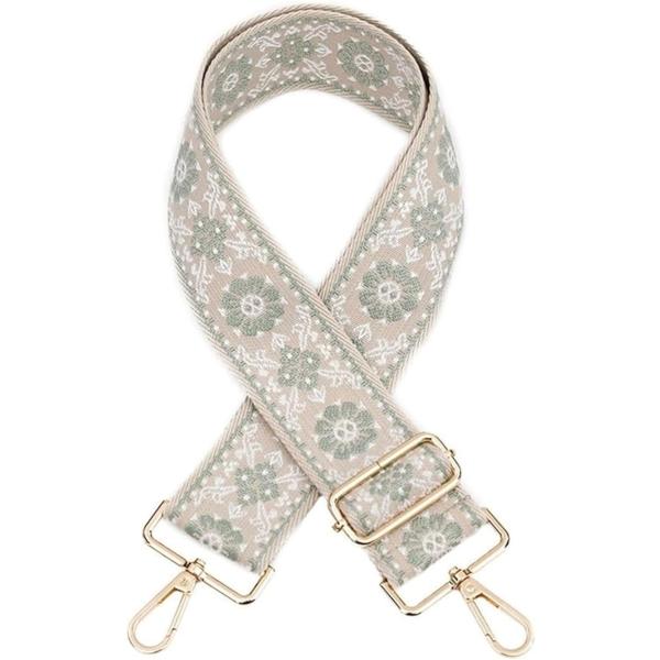 ショルダーストラップ ショルダーベルト 太め バッグ用 肩紐 (ベージュ/ライトグリーン)