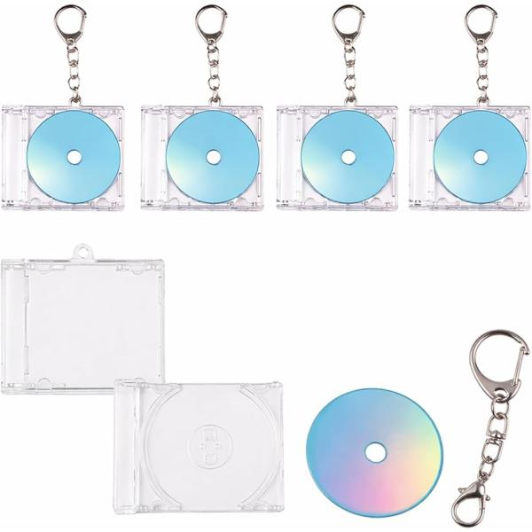 ミニCD キーホルダー 推し活 アクリル カスタム (ブルー,  5個セット)