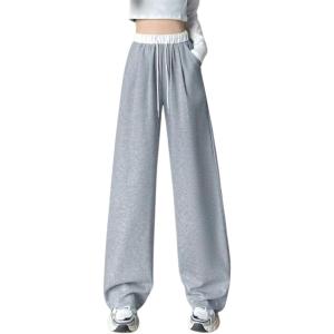 可愛くキレイ見え スウェットパンツ レディース スエット 部屋着 ズボン ルームパンツ下 ボトムス (グレー, L)