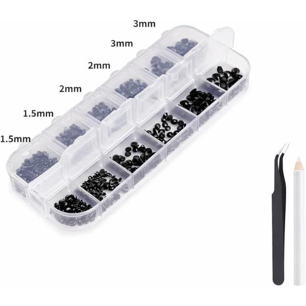 ラインストーン ブラックセット 1.5mm 2mm 3mm うちわデコ ネイルパーツ (ブラック)