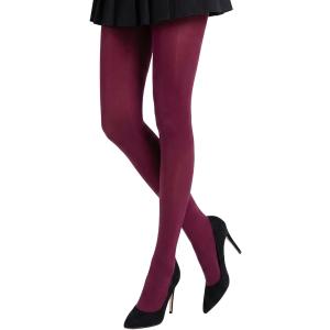 カラータイツ 100デニール カラーストッキング レディース 大きいサイズ コスプレ 厚手 (ワインレッド Free Size)の商品画像