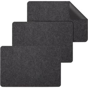 耐熱シート 300℃対応 シリコンマット 断熱マット 45x30cm 3枚セット キッチン (ブラック３枚セット, 45x30cm)