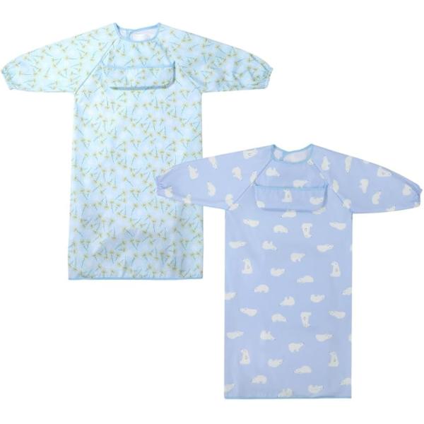 お食事エプロン 赤ちゃん 食べこぼし 長袖 食べこぼし、怖くない。掃除いらずでラクチン 離乳食 ベビ...