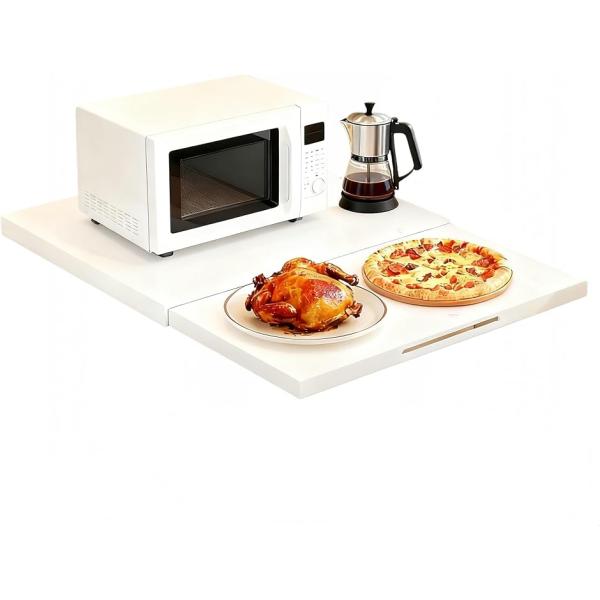 キッチン 家電下 スライドテーブル レンジ下収納 天板耐荷重25kg 多機能 引き出し作業台 (ホワ...