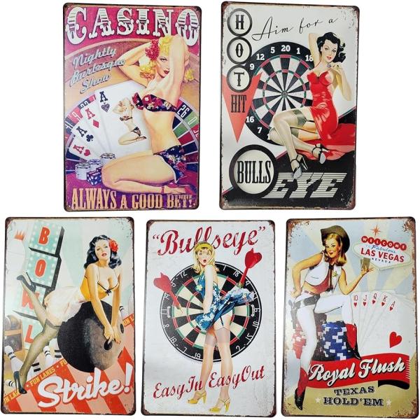 ブリキ看板 ポーカー ダーツ トランプ フルーツ ゲーム ティンサイン アメリカン バー 壁飾り イ...