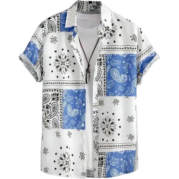 クロス 半袖シャツ メンズ 大きいサイズ カジュアル おしゃれ 夏服 バンダナ ペイズリー 柄 お洒...